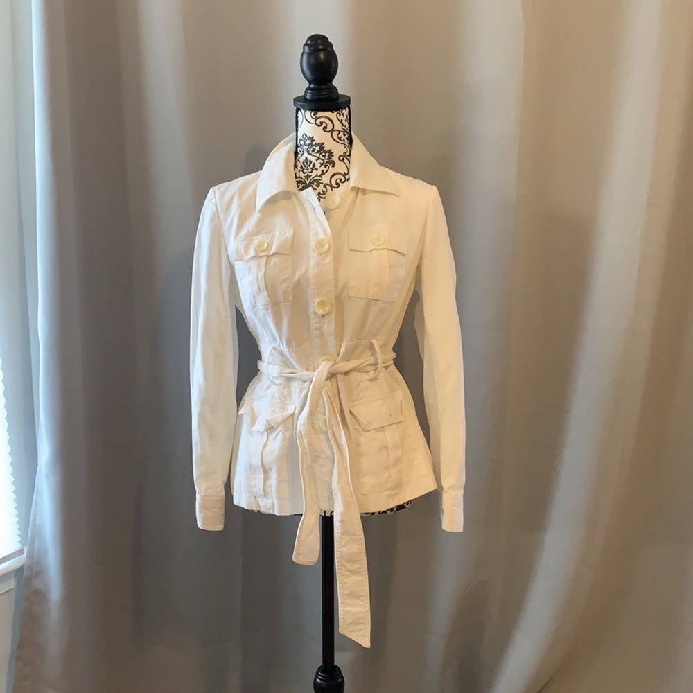 INC White Summer Belted Jacket